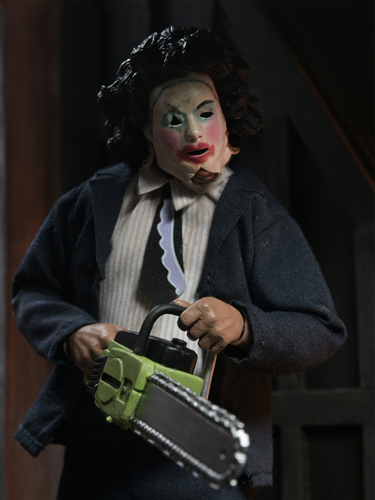 TEXAS CHAINSAW MASSACRE LEATHERFACE WITH PRETTY WOMAN MASK - 8" CLOTHED FIGURE - Packaging