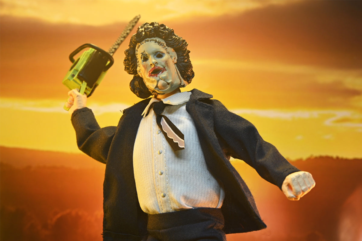 TEXAS CHAINSAW MASSACRE - LEATHERFACE (PRETTY WOMAN MASK) 50TH ANNIVERSARY 8" CLOTHED ACTION FIGURE - Packaging