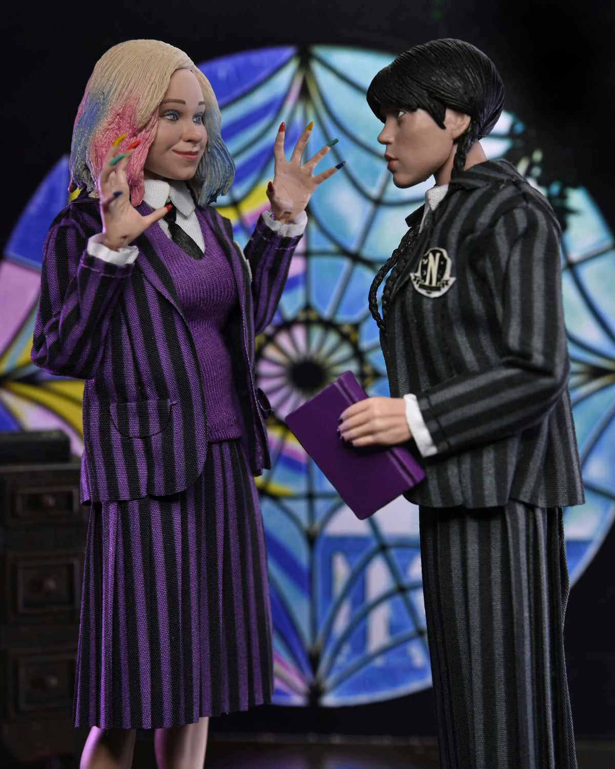 WEDNESDAY - WEDNESDAY ADDAMS (NEVERMORE UNIFORM) AND ENID 2 PACK - 8" CLOTHED ACTION FIGURE