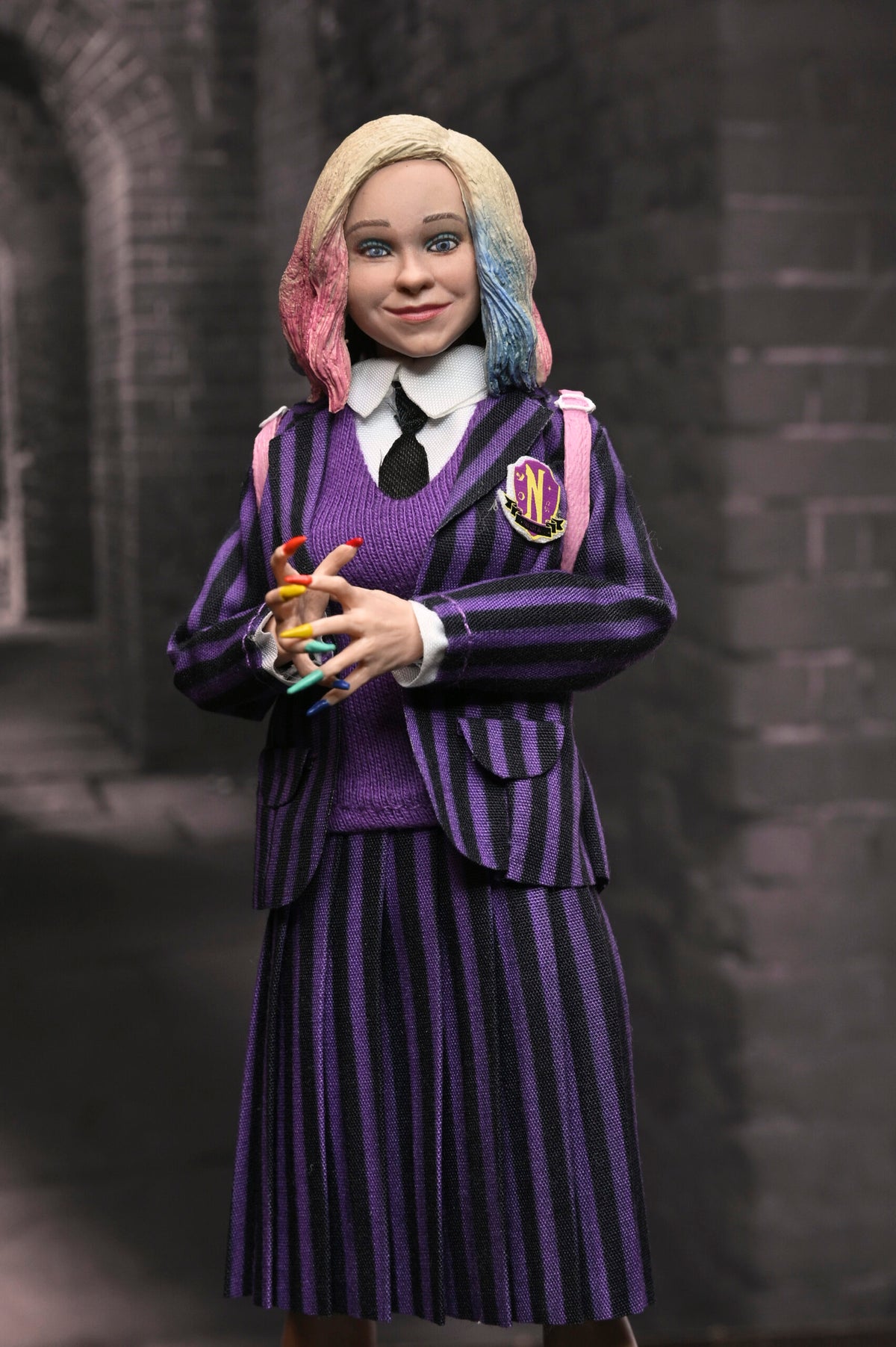 WEDNESDAY - WEDNESDAY ADDAMS (NEVERMORE UNIFORM) AND ENID 2 PACK - 8" CLOTHED ACTION FIGURE - Packaging