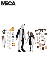 TERRIFIER - ULTIMATE ART THE CLOWN &amp; LITTLE PALE GIRL 2 PACK - 7" SCALE ACTION FIGURES - Front
