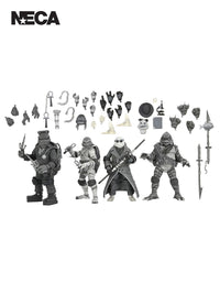 TMNT X UNIVERSAL MONSTERS 4 PACK TURTLES BLACK &amp; WHITE - 7" SCALE ACTION FIGURES - Front