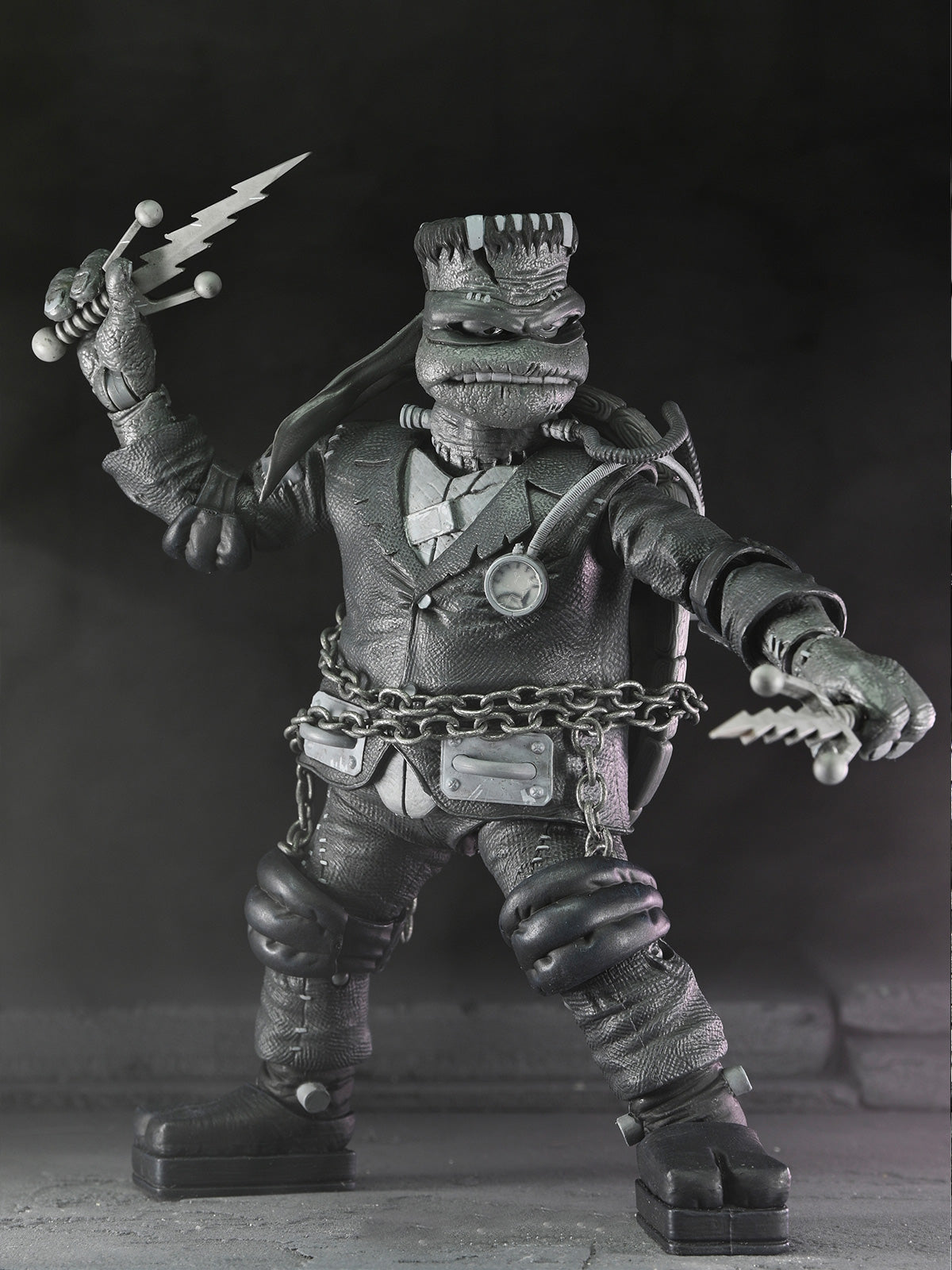 TMNT X UNIVERSAL MONSTERS 4 PACK TURTLES BLACK &amp; WHITE - 7" SCALE ACTION FIGURES - Back