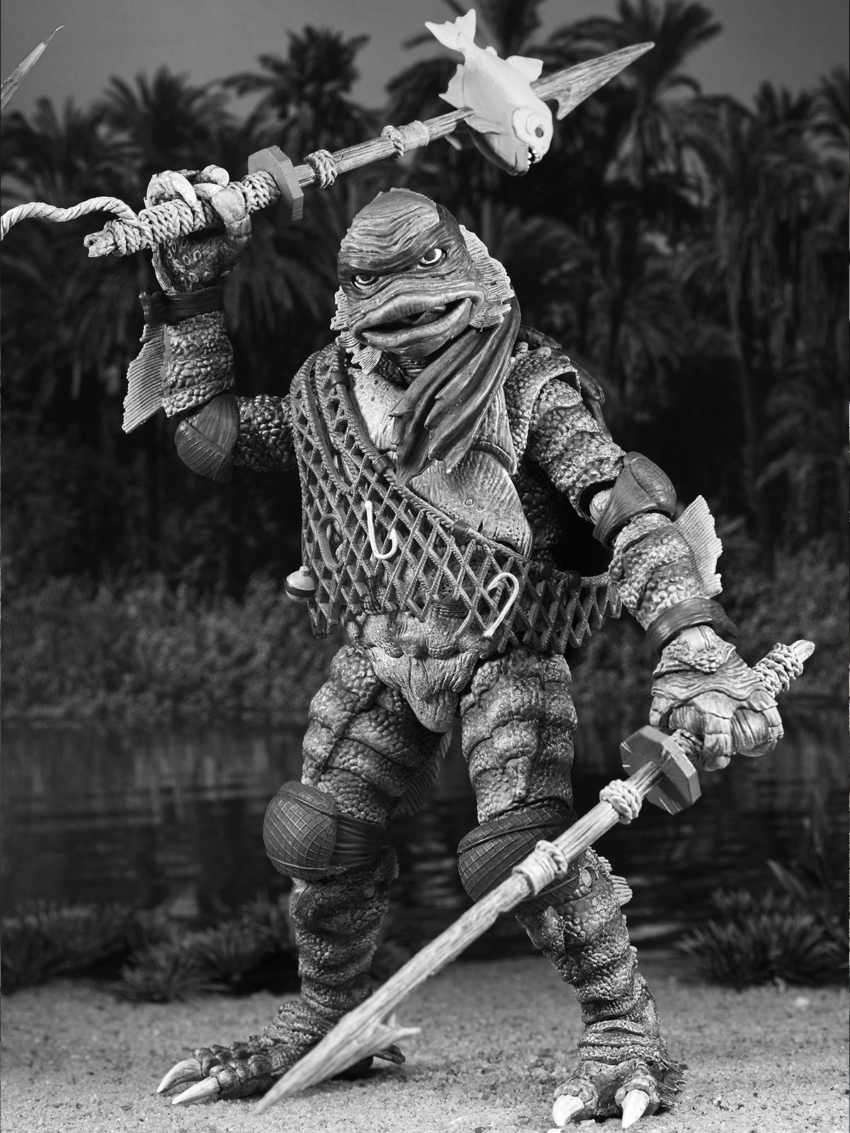 TMNT X UNIVERSAL MONSTERS 4 PACK TURTLES BLACK &amp; WHITE - 7" SCALE ACTION FIGURES - Side