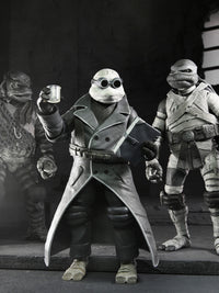 TMNT X UNIVERSAL MONSTERS 4 PACK TURTLES BLACK &amp; WHITE - 7" SCALE ACTION FIGURES - Packaging