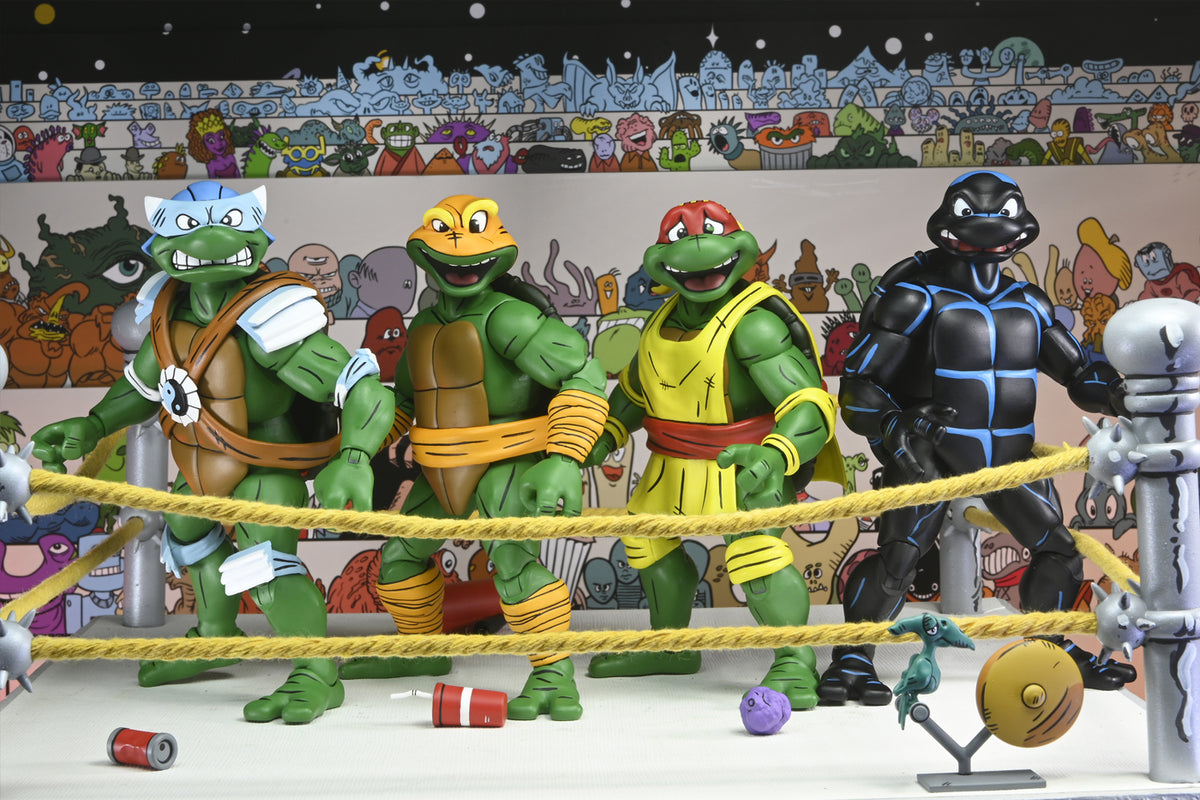 TMNT STUMP WRESTLING TURTLES 4 PACK (ARCHIE COMICS) 7" SCALE ACTION FIGURES