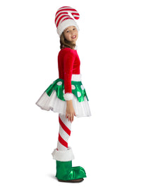 CANDY CANE ELF PRINCESS COSTUME, CHILD - M - Side