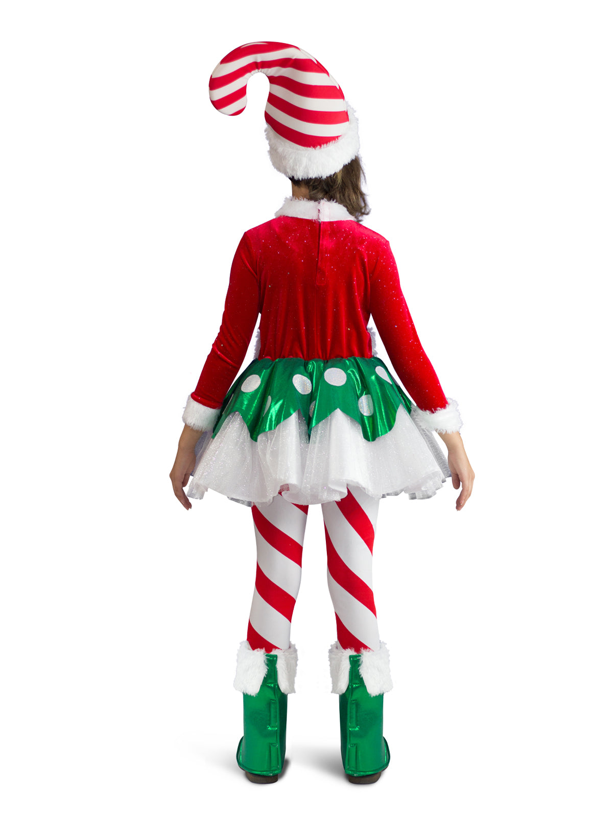 CANDY CANE ELF PRINCESS COSTUME, CHILD - M - Back