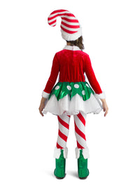 CANDY CANE ELF PRINCESS COSTUME, CHILD - M - Back